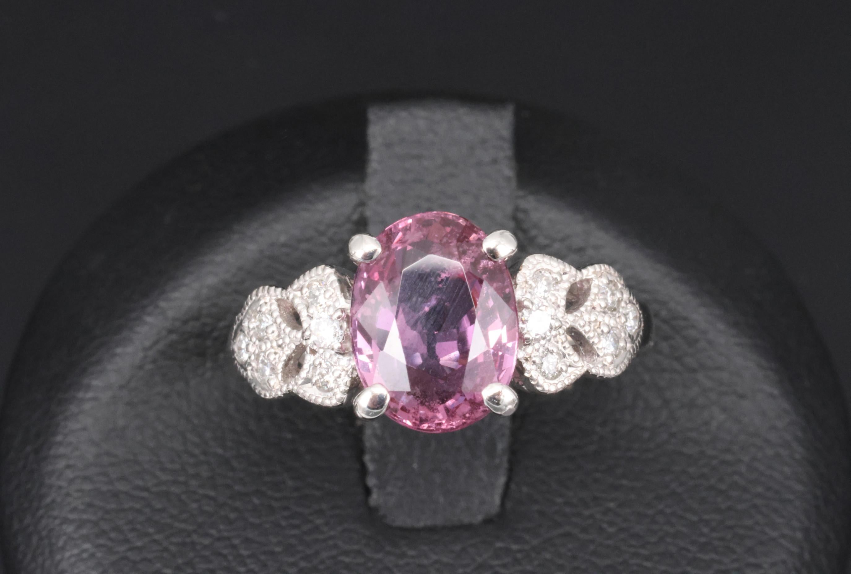 Fine 2.97ct GIA Madagascar Pink Sapphire & 0.13ct Diamond Platinum Ring Size 5