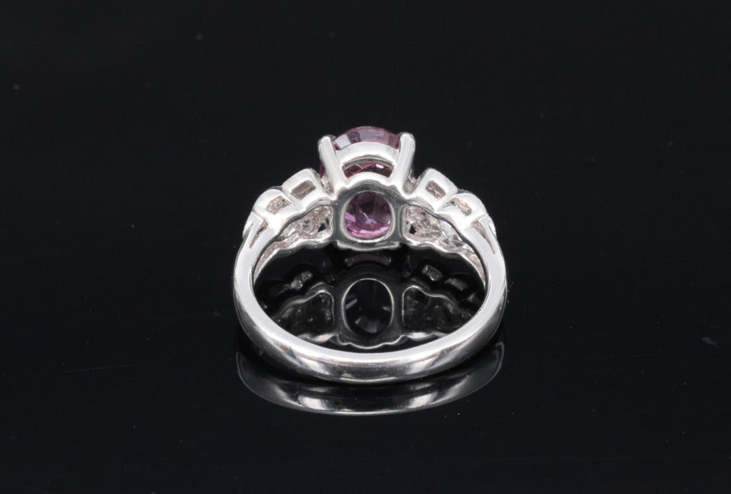 Fine 2.97ct GIA Madagascar Pink Sapphire & 0.13ct Diamond Platinum Ring Size 5