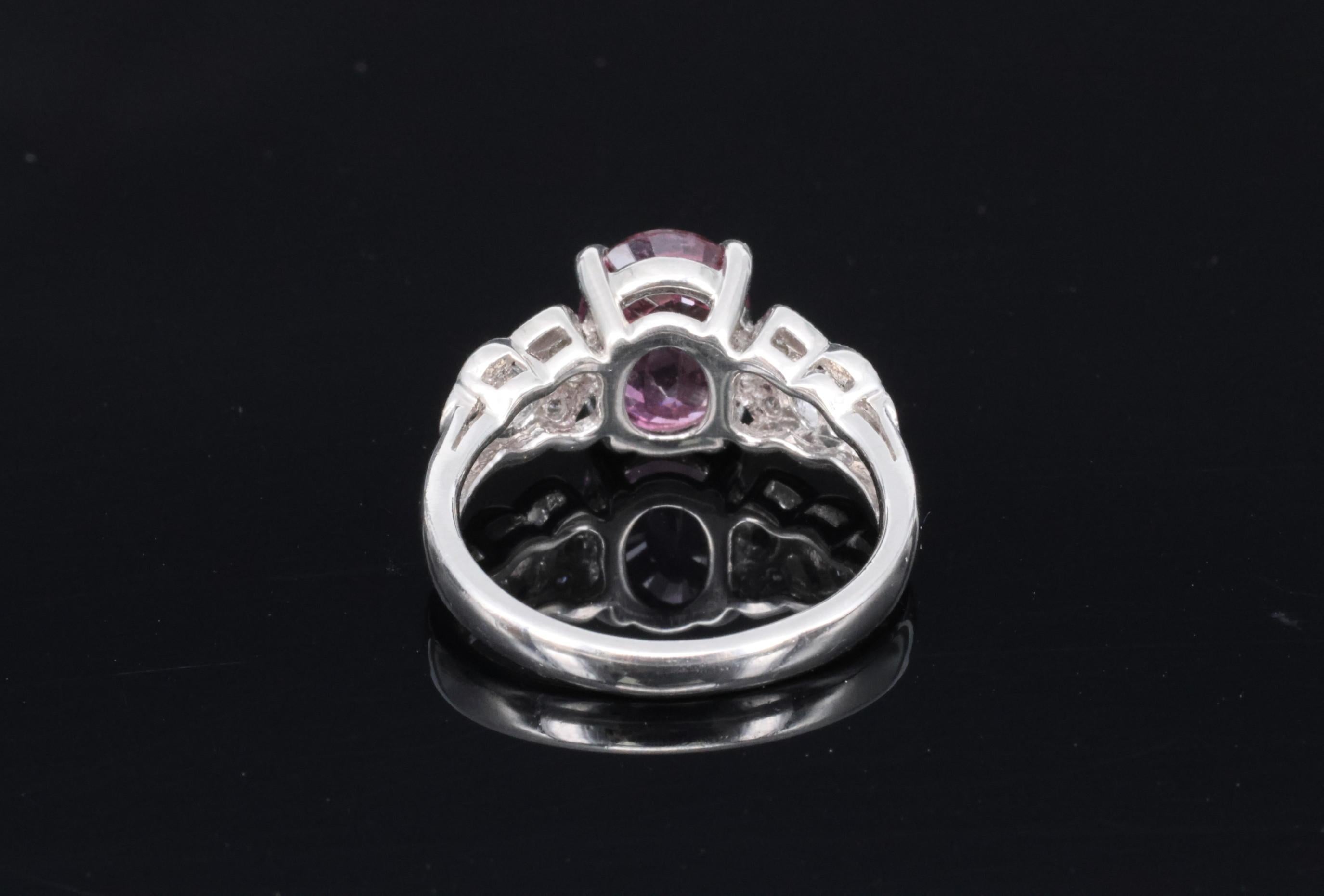 Fine 2.97ct GIA Madagascar Pink Sapphire & 0.13ct Diamond Platinum Ring Size 5