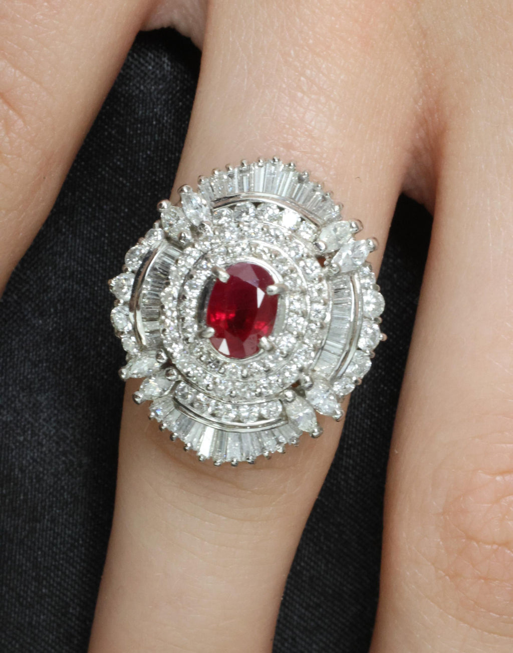 Vintage 1.21ct GIA Certified Burma Ruby & 1.99ct Diamond Platinum Ring, Size 6