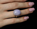 Vintage 25.64ct Natural Untreated Lavender Jadeite Jade Platinum Ring, Size 5