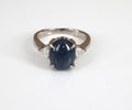 4.54ct Natural Untreated Blue Sapphire & 0.21ct Diamond Platinum Ring Size 6.75