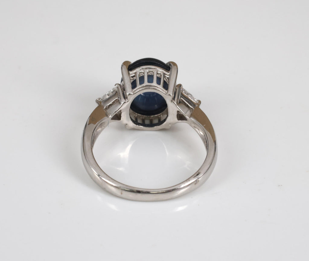 4.54ct Natural Untreated Blue Sapphire & 0.21ct Diamond Platinum Ring Size 6.75