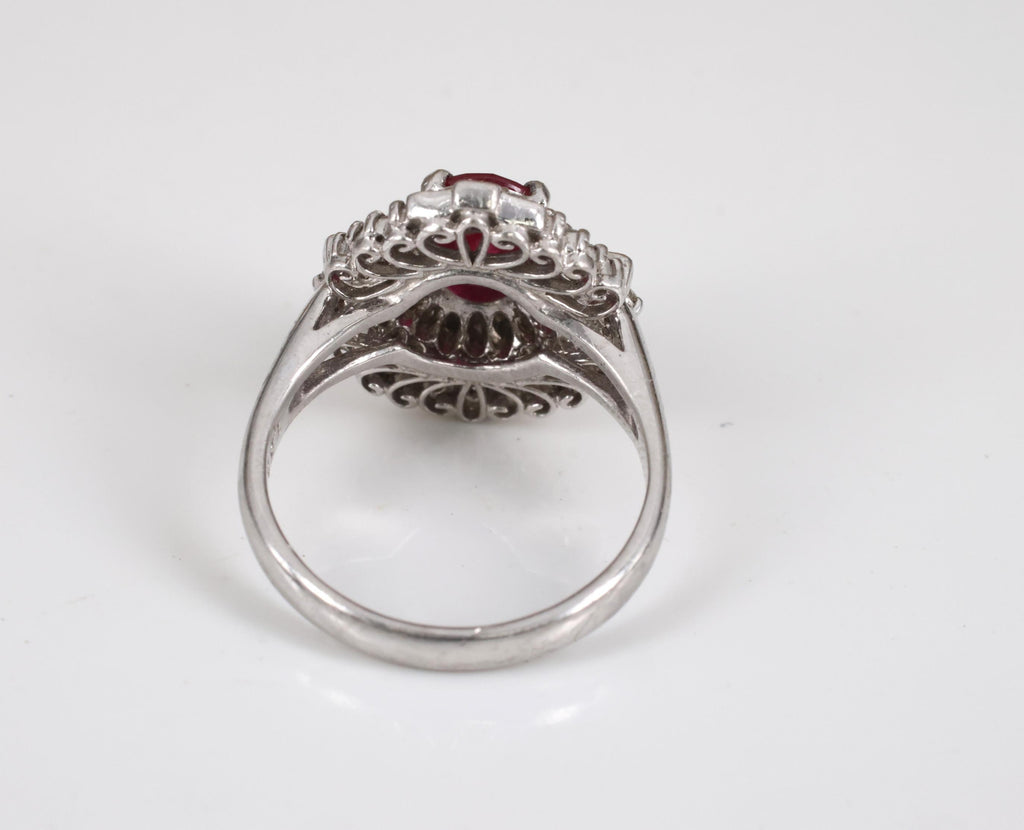 Fine Intense Red 1.58ct GIA Burma Ruby & 0.39ct Diamond Platinum Ring, Size 6.25