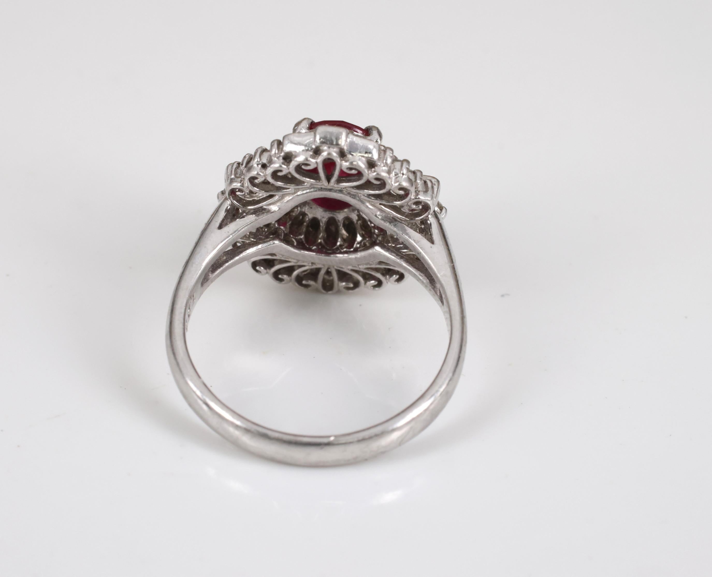 Fine Intense Red 1.58ct GIA Burma Ruby & 0.39ct Diamond Platinum Ring, Size 6.25
