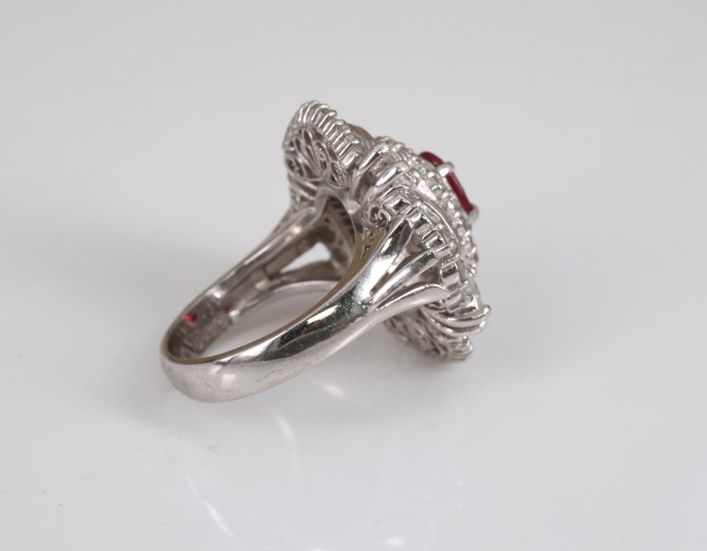 Vintage 1.21ct GIA Certified Burma Ruby & 1.99ct Diamond Platinum Ring, Size 6