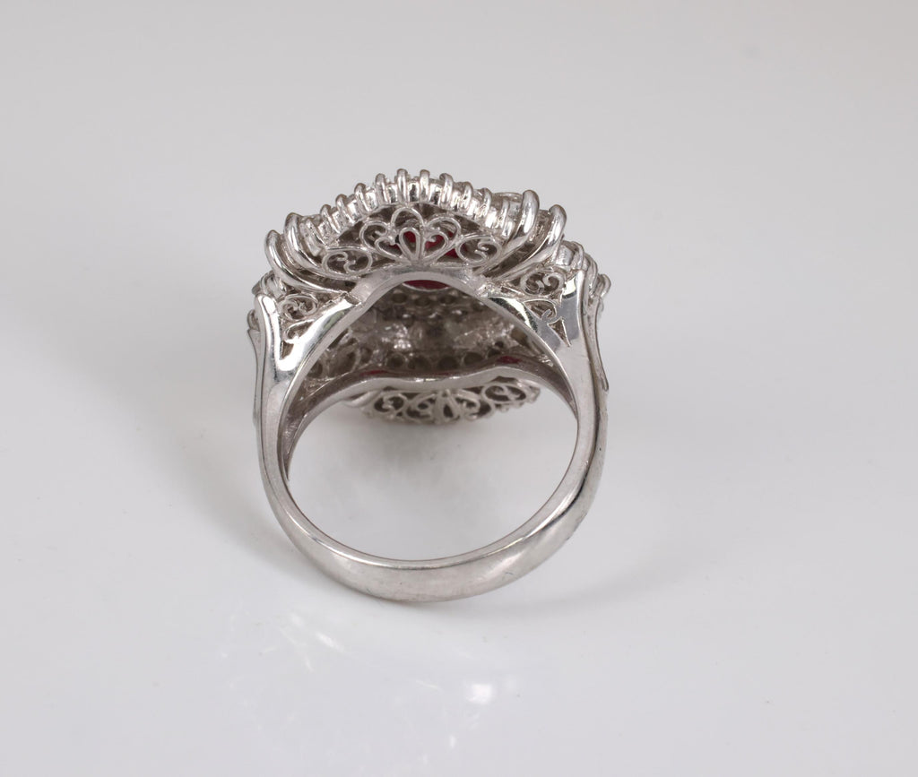 Vintage 1.21ct GIA Certified Burma Ruby & 1.99ct Diamond Platinum Ring, Size 6