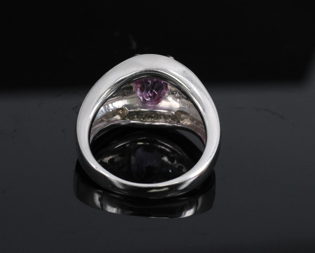 2.12ct GIA Certified Vivid Pink Sapphire & 0.54ct Diamond Platinum Ring Size 5