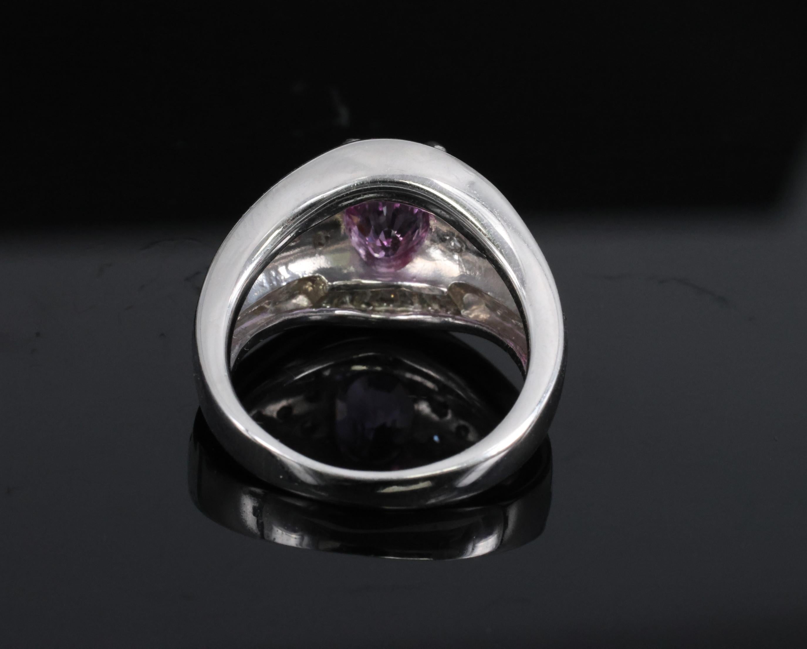 2.12ct GIA Certified Vivid Pink Sapphire & 0.54ct Diamond Platinum Ring Size 5