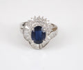 Vintage 2.16ct Royal Blue Sapphire & 1.42ct Diamond Platinum Ring, Size 5.75