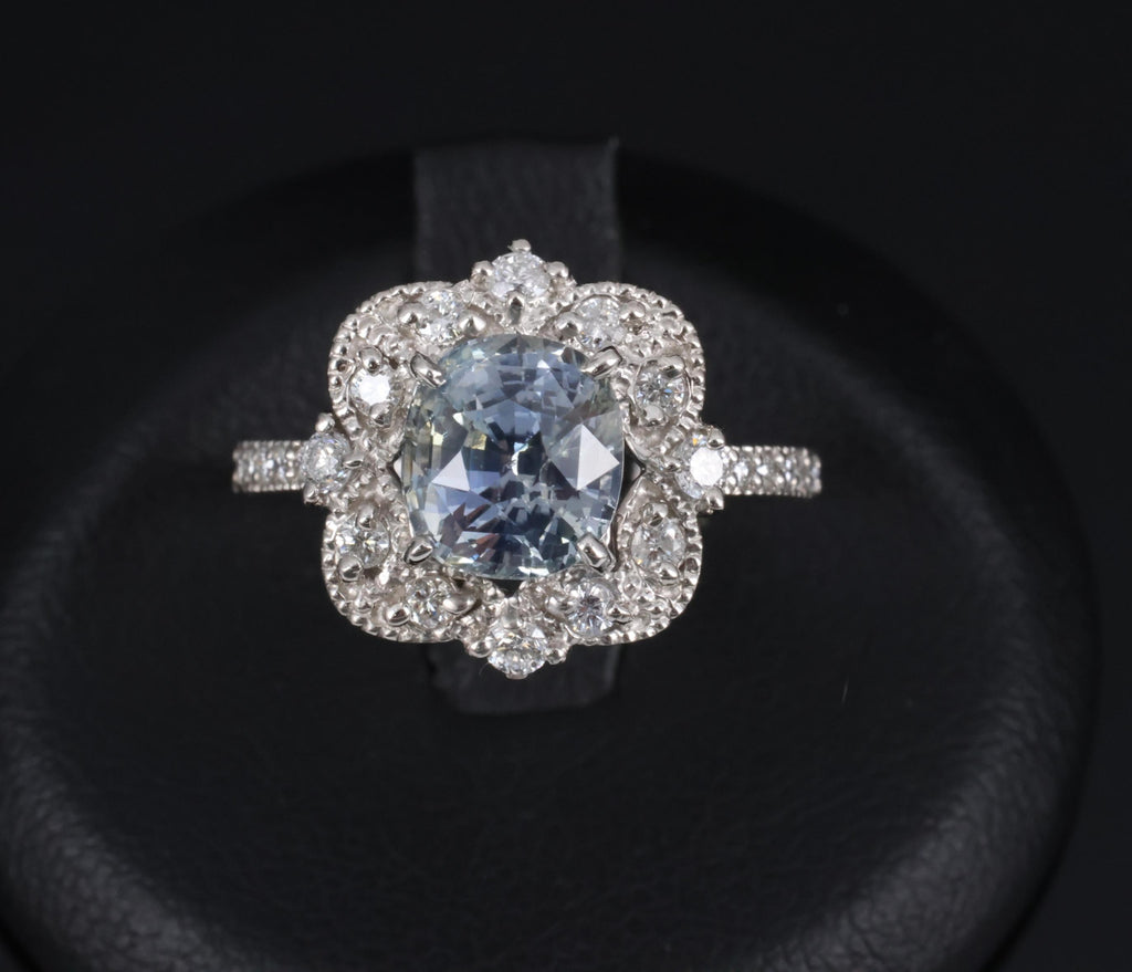 RARE 2.69ct GIA No Heat Bi Color Sapphire & 0.42ct Diamond Platinum Ring Size 6
