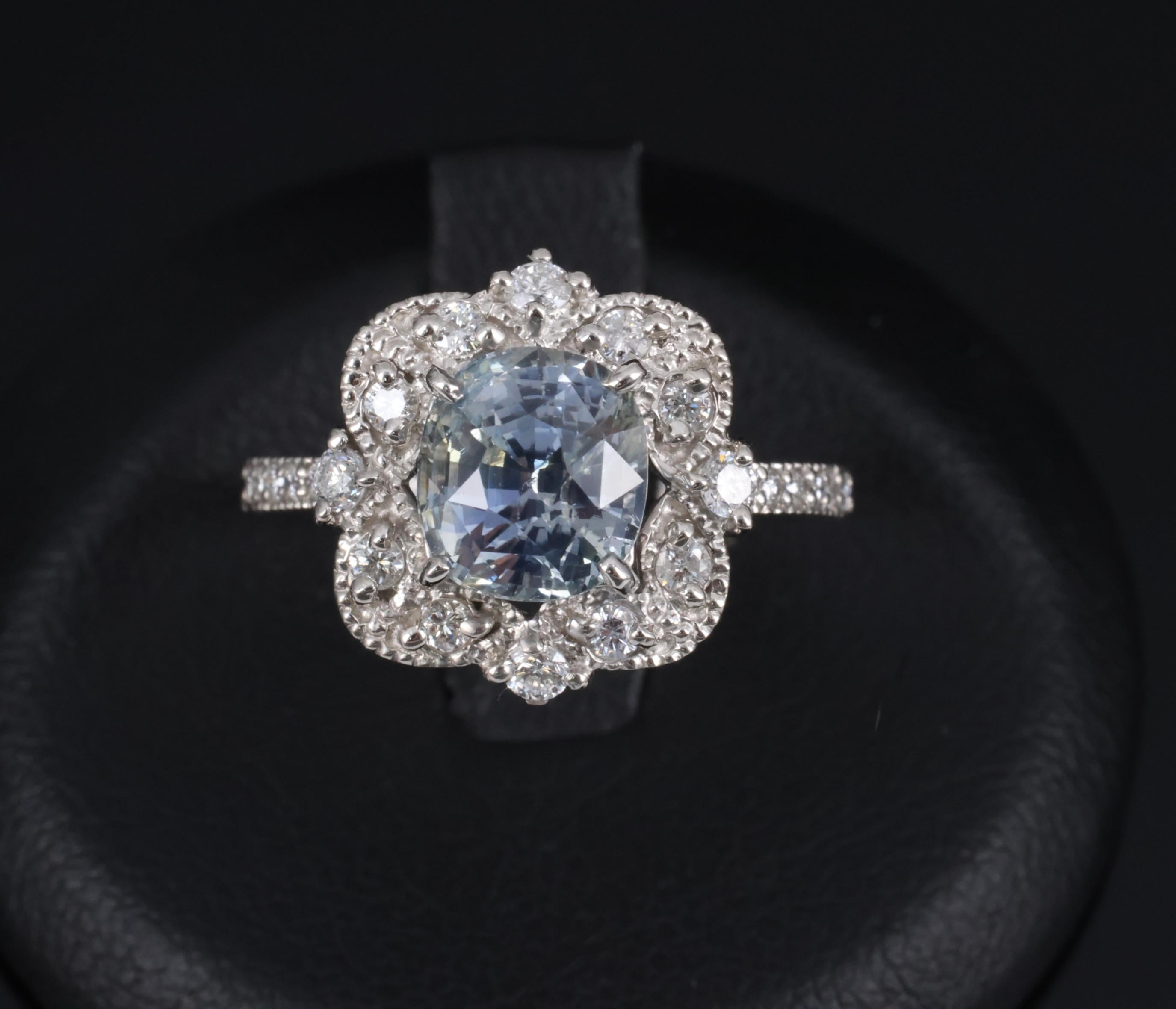 RARE 2.69ct GIA No Heat Bi Color Sapphire & 0.42ct Diamond Platinum Ring Size 6