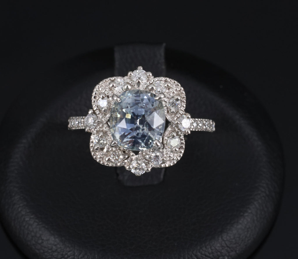 RARE 2.69ct GIA No Heat Bi Color Sapphire & 0.42ct Diamond Platinum Ring Size 6
