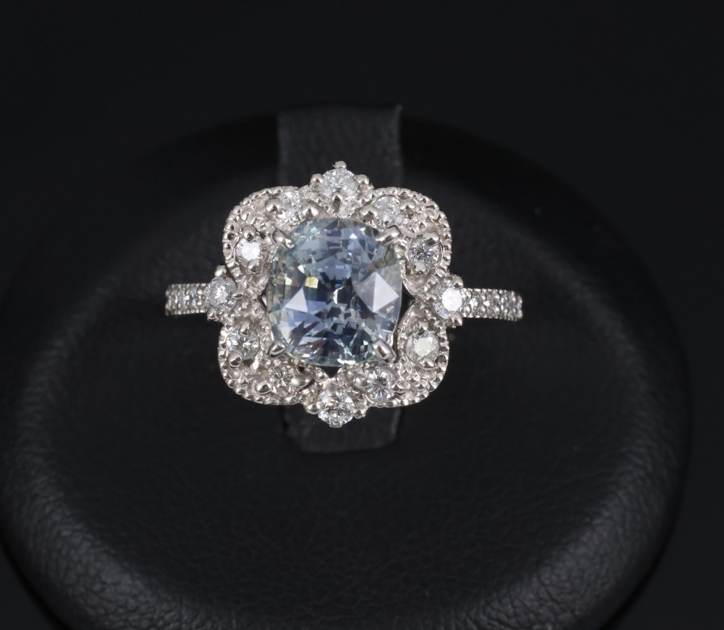 RARE 2.69ct GIA No Heat Bi Color Sapphire & 0.42ct Diamond Platinum Ring Size 6