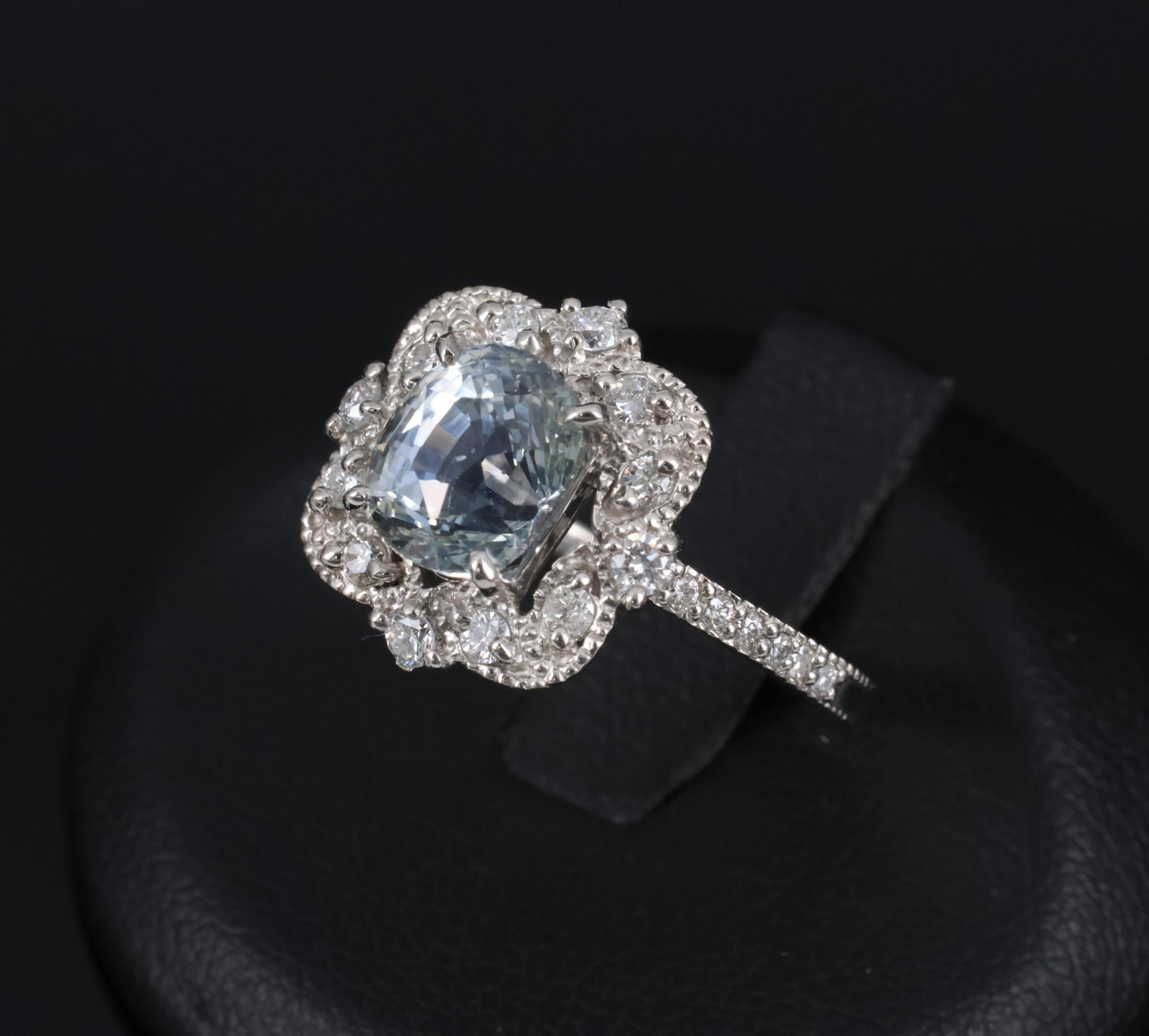 RARE 2.69ct GIA No Heat Bi Color Sapphire & 0.42ct Diamond Platinum Ring Size 6
