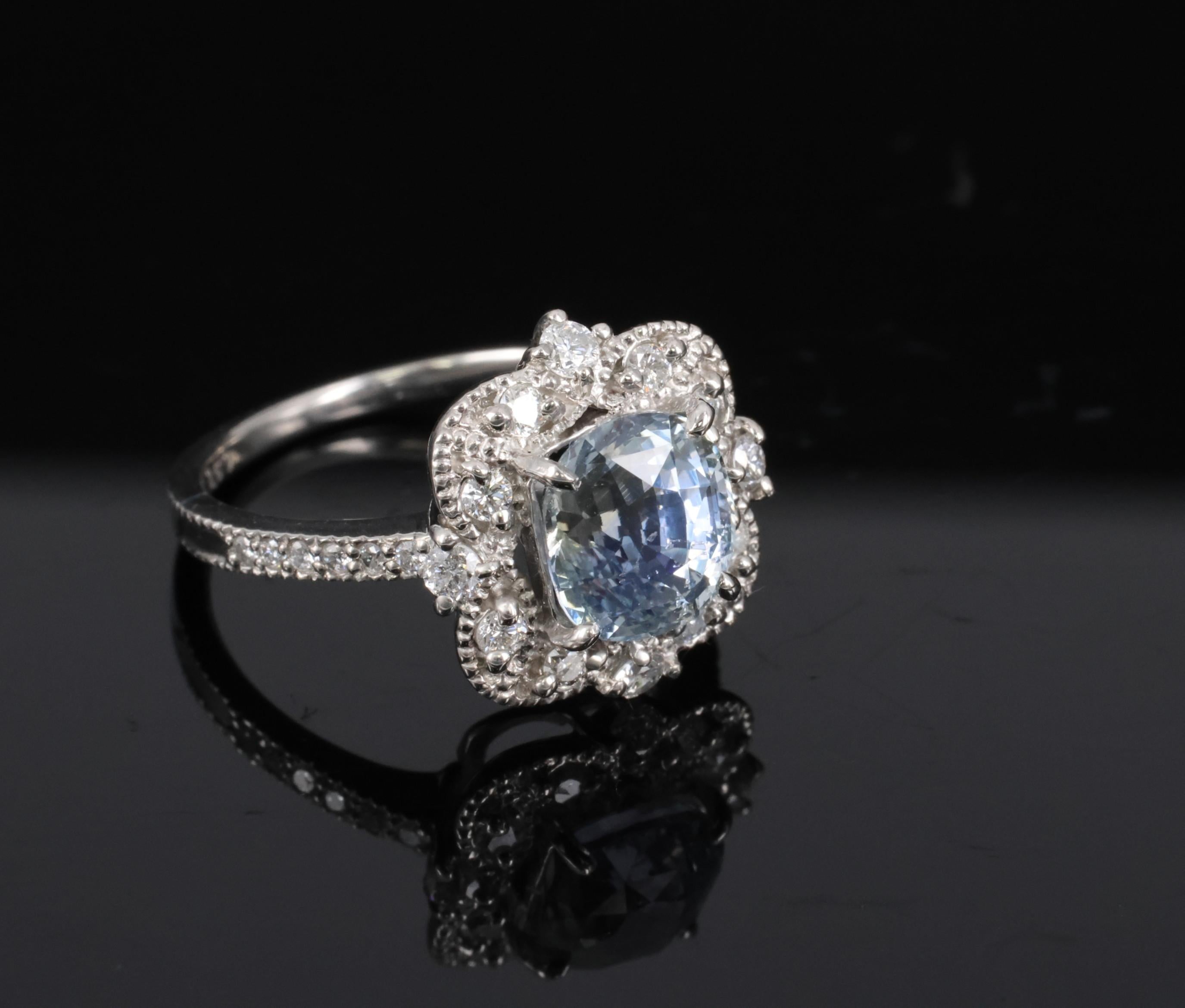 RARE 2.69ct GIA No Heat Bi Color Sapphire & 0.42ct Diamond Platinum Ring Size 6