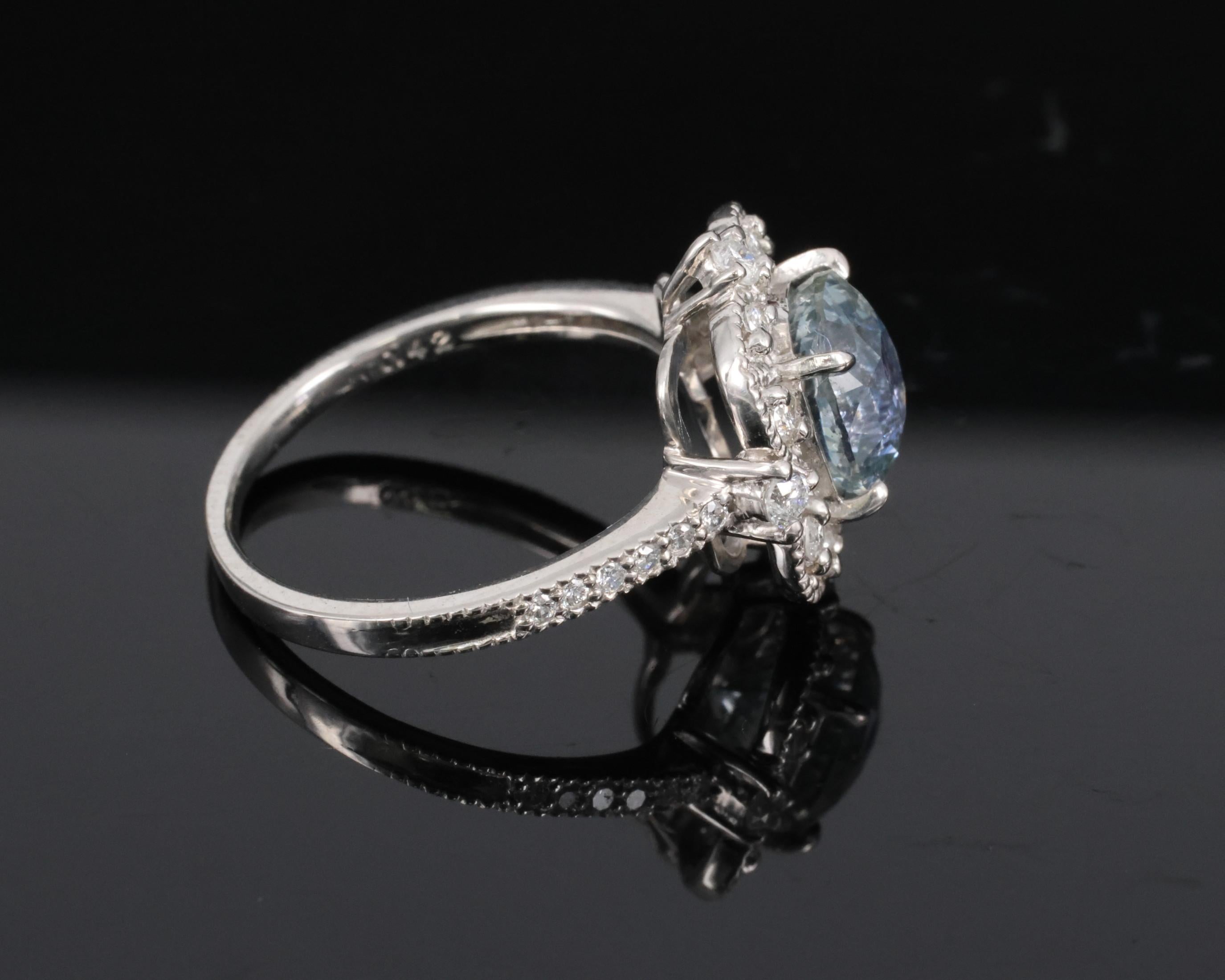 RARE 2.69ct GIA No Heat Bi Color Sapphire & 0.42ct Diamond Platinum Ring Size 6