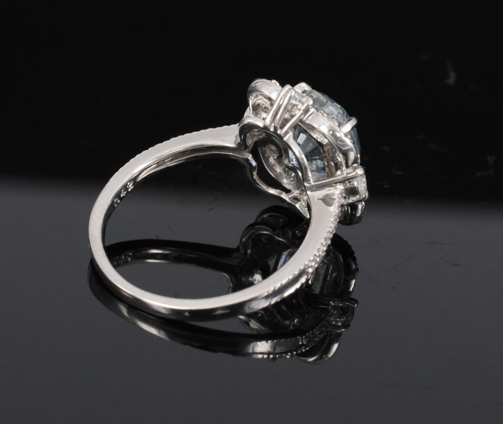 RARE 2.69ct GIA No Heat Bi Color Sapphire & 0.42ct Diamond Platinum Ring Size 6
