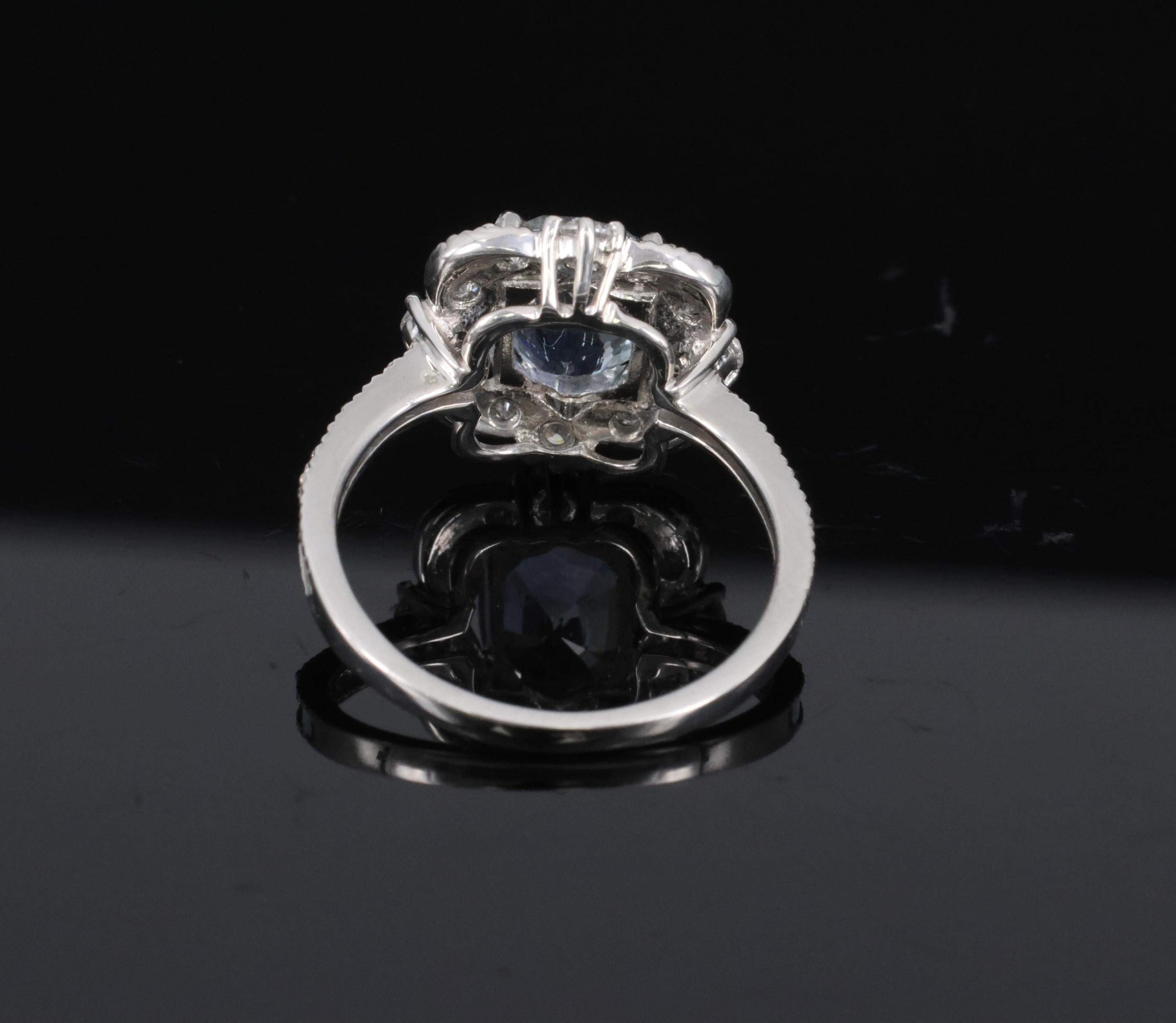 RARE 2.69ct GIA No Heat Bi Color Sapphire & 0.42ct Diamond Platinum Ring Size 6