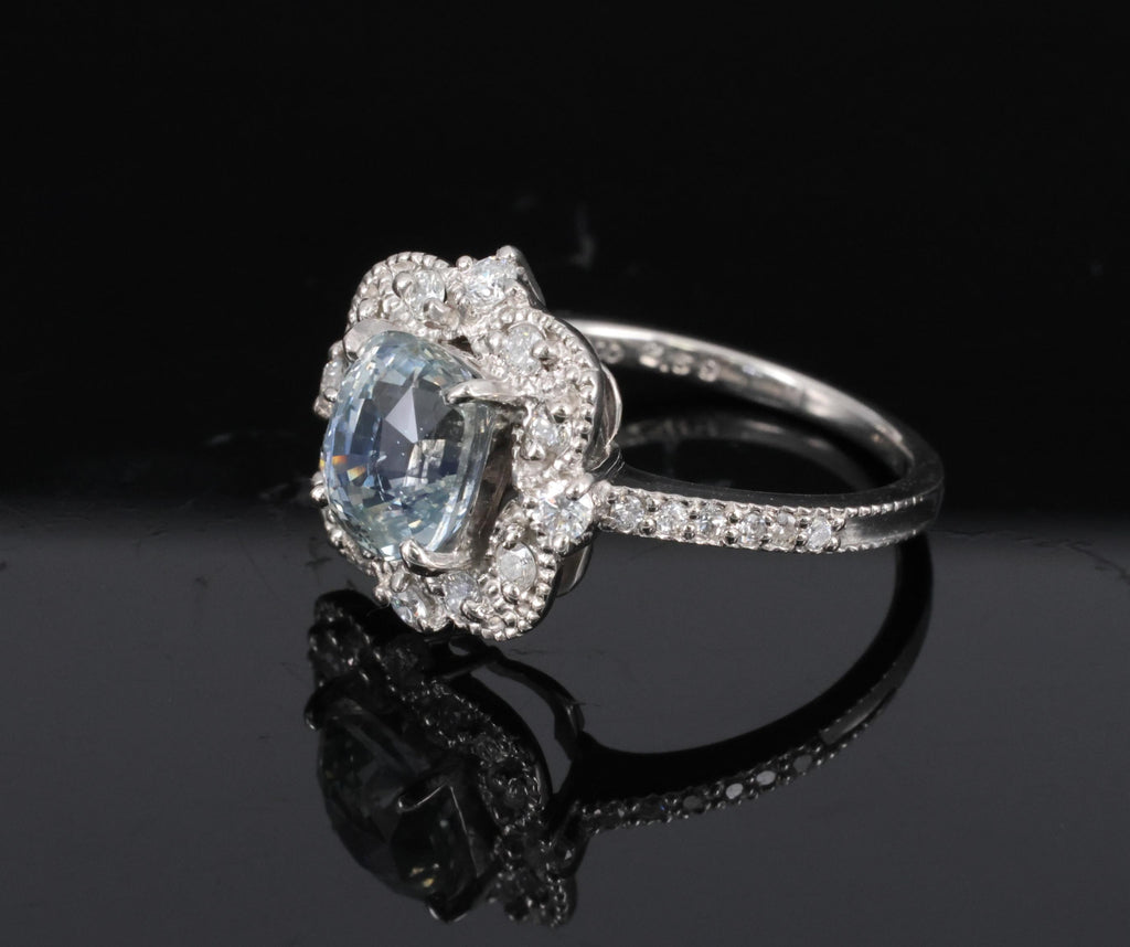 RARE 2.69ct GIA No Heat Bi Color Sapphire & 0.42ct Diamond Platinum Ring Size 6