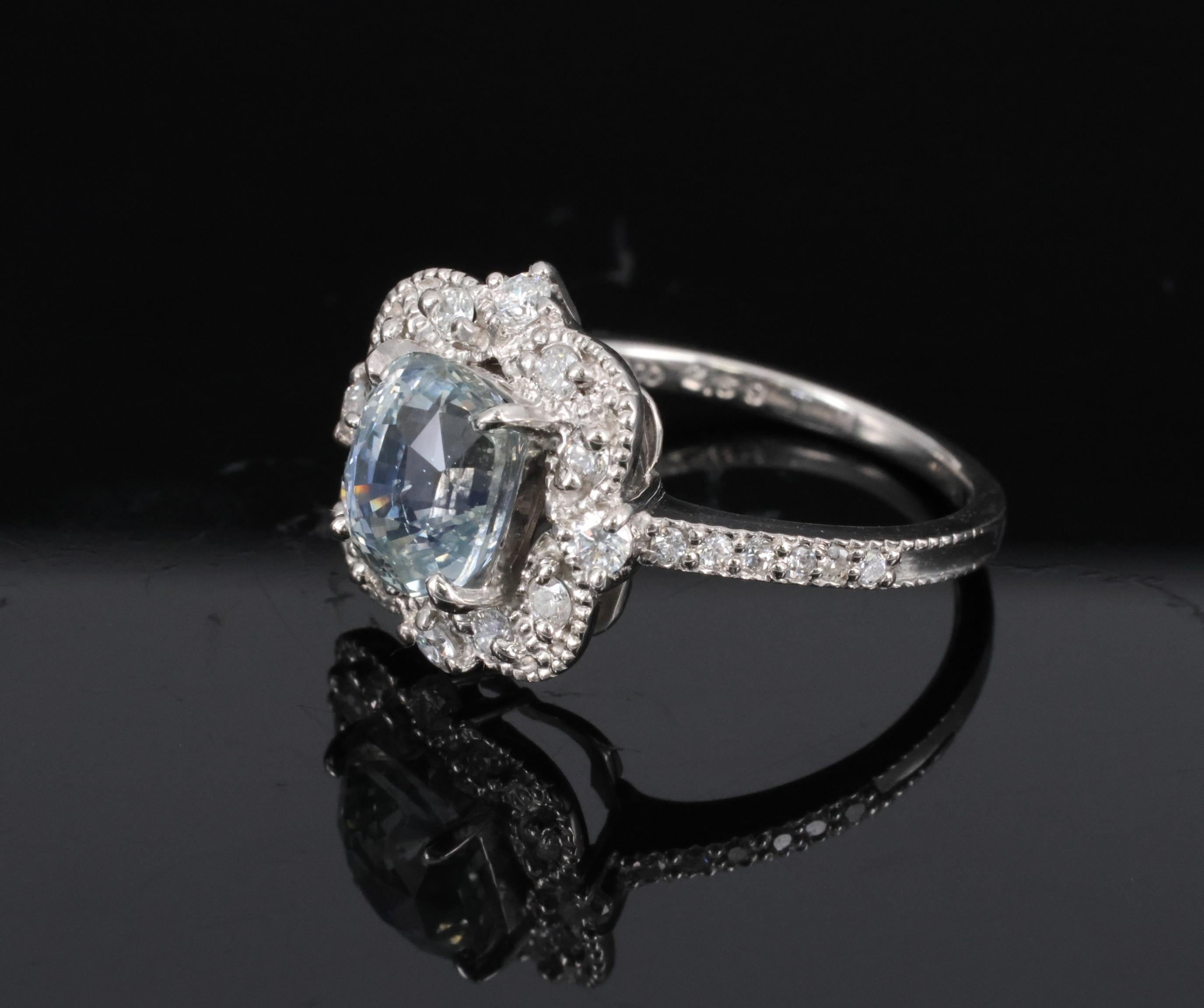 RARE 2.69ct GIA No Heat Bi Color Sapphire & 0.42ct Diamond Platinum Ring Size 6
