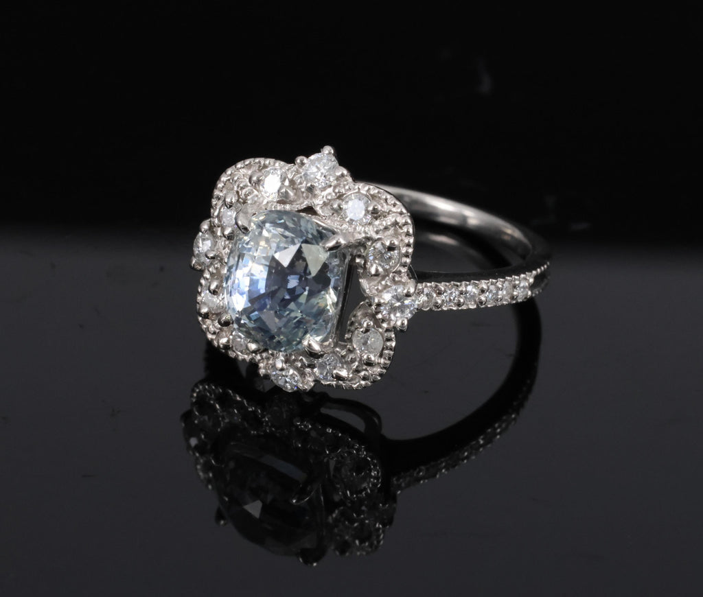 RARE 2.69ct GIA No Heat Bi Color Sapphire & 0.42ct Diamond Platinum Ring Size 6