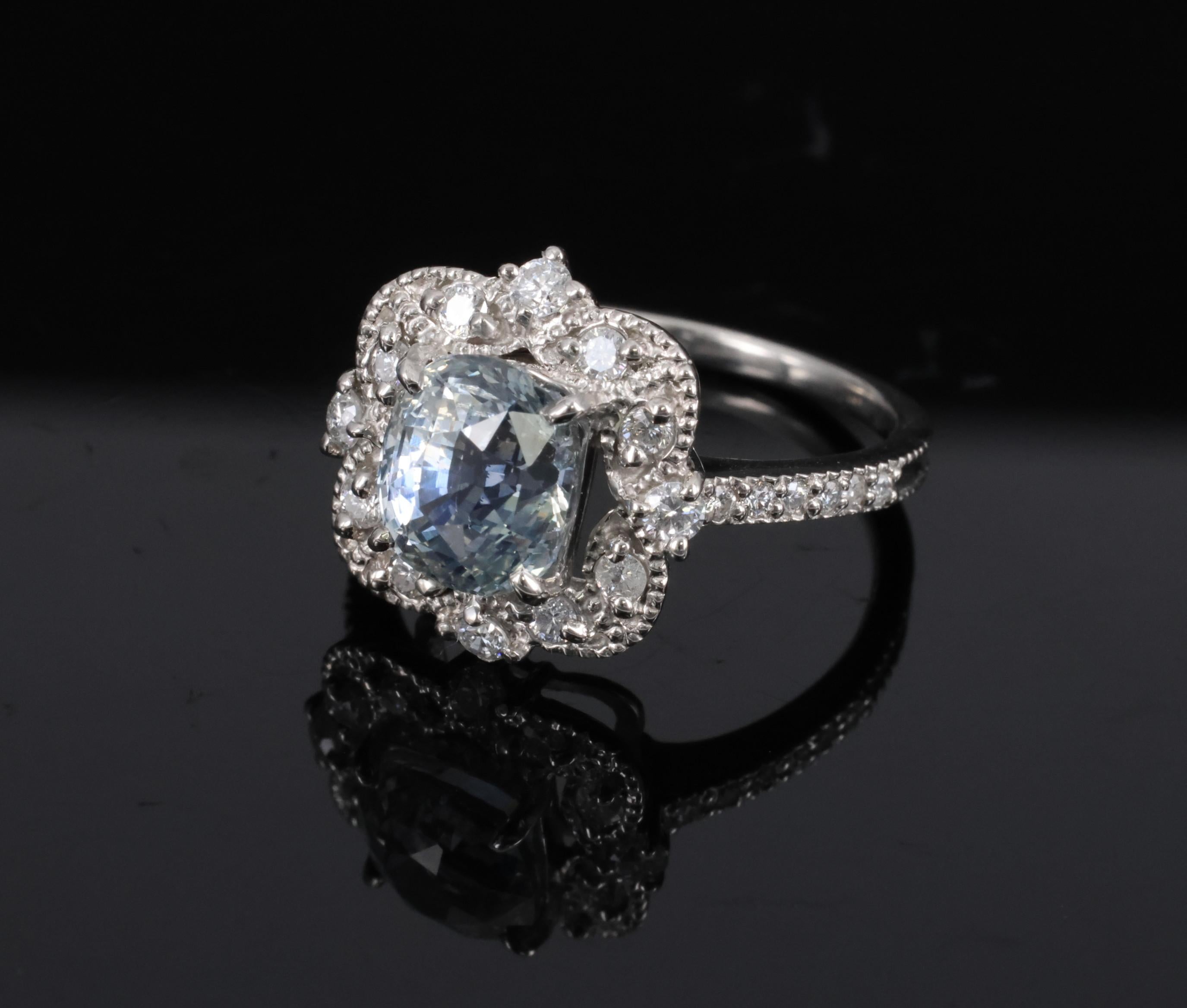 RARE 2.69ct GIA No Heat Bi Color Sapphire & 0.42ct Diamond Platinum Ring Size 6
