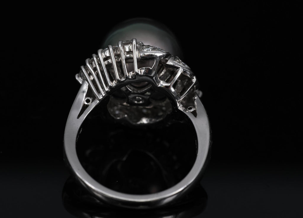 12.1mm Mikimoto Aurora Lagoon Peacock Pearl 0.67ct Diamond Platinum Ring Sz-5.5