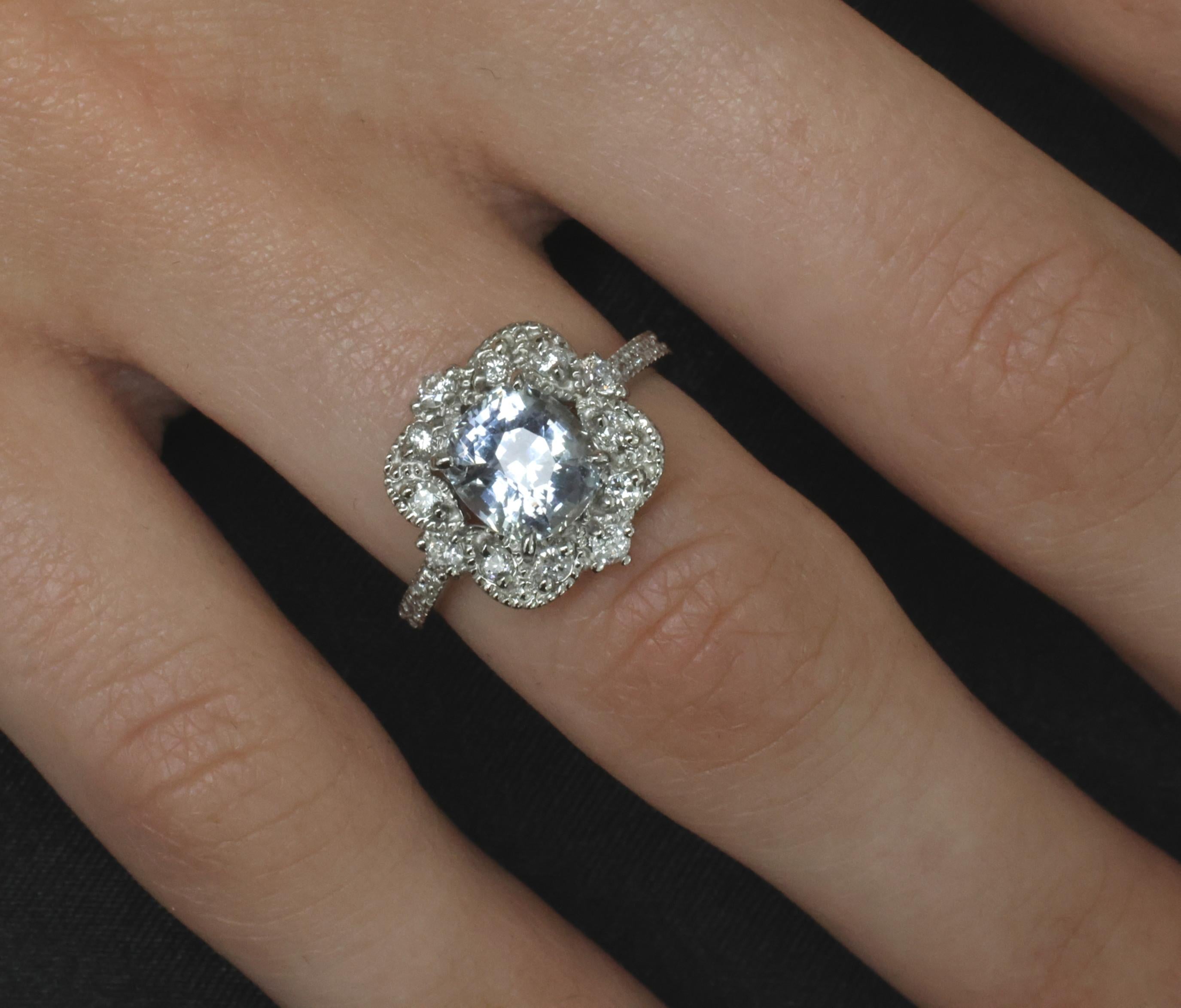 RARE 2.69ct GIA No Heat Bi Color Sapphire & 0.42ct Diamond Platinum Ring Size 6