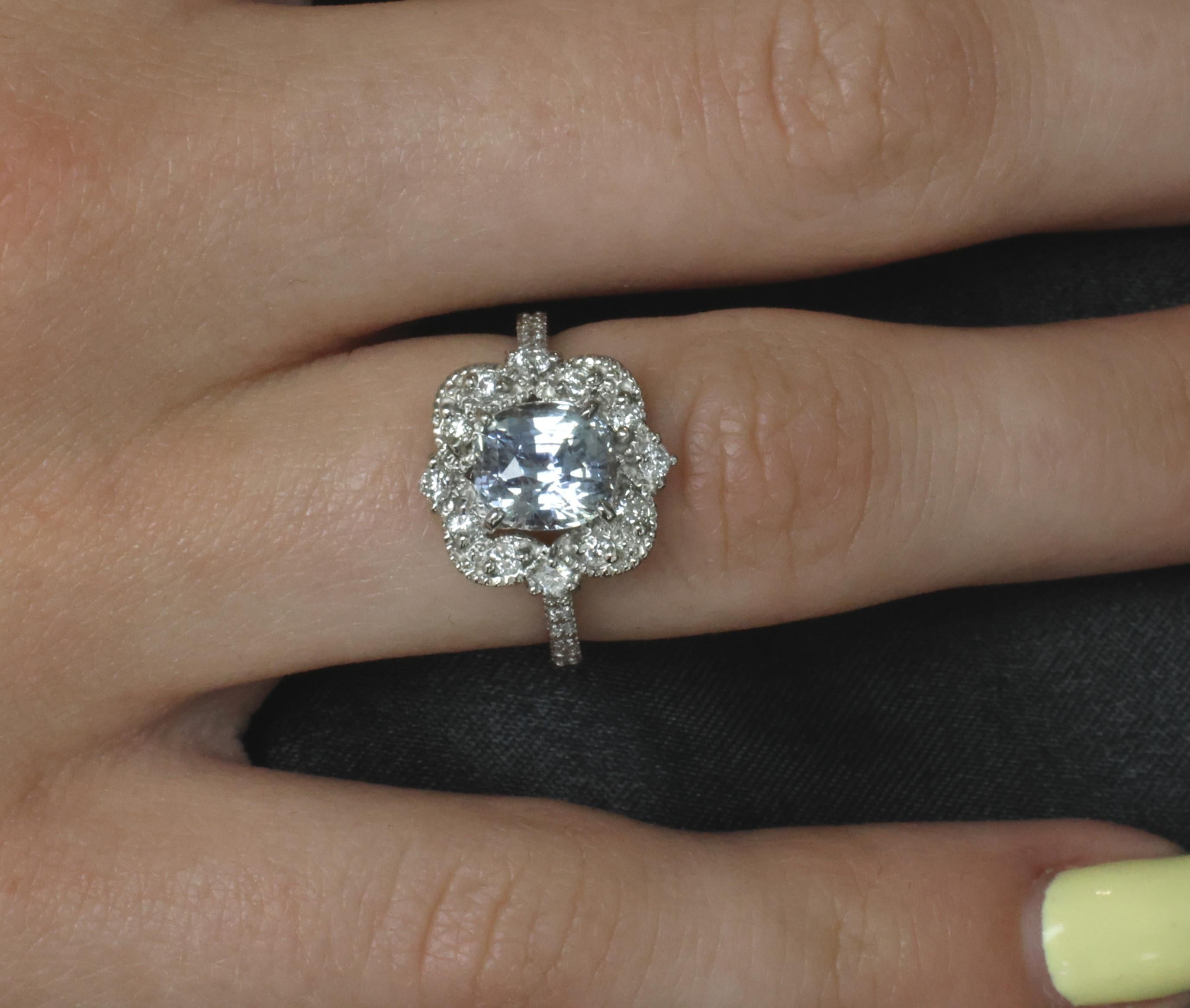 RARE 2.69ct GIA No Heat Bi Color Sapphire & 0.42ct Diamond Platinum Ring Size 6