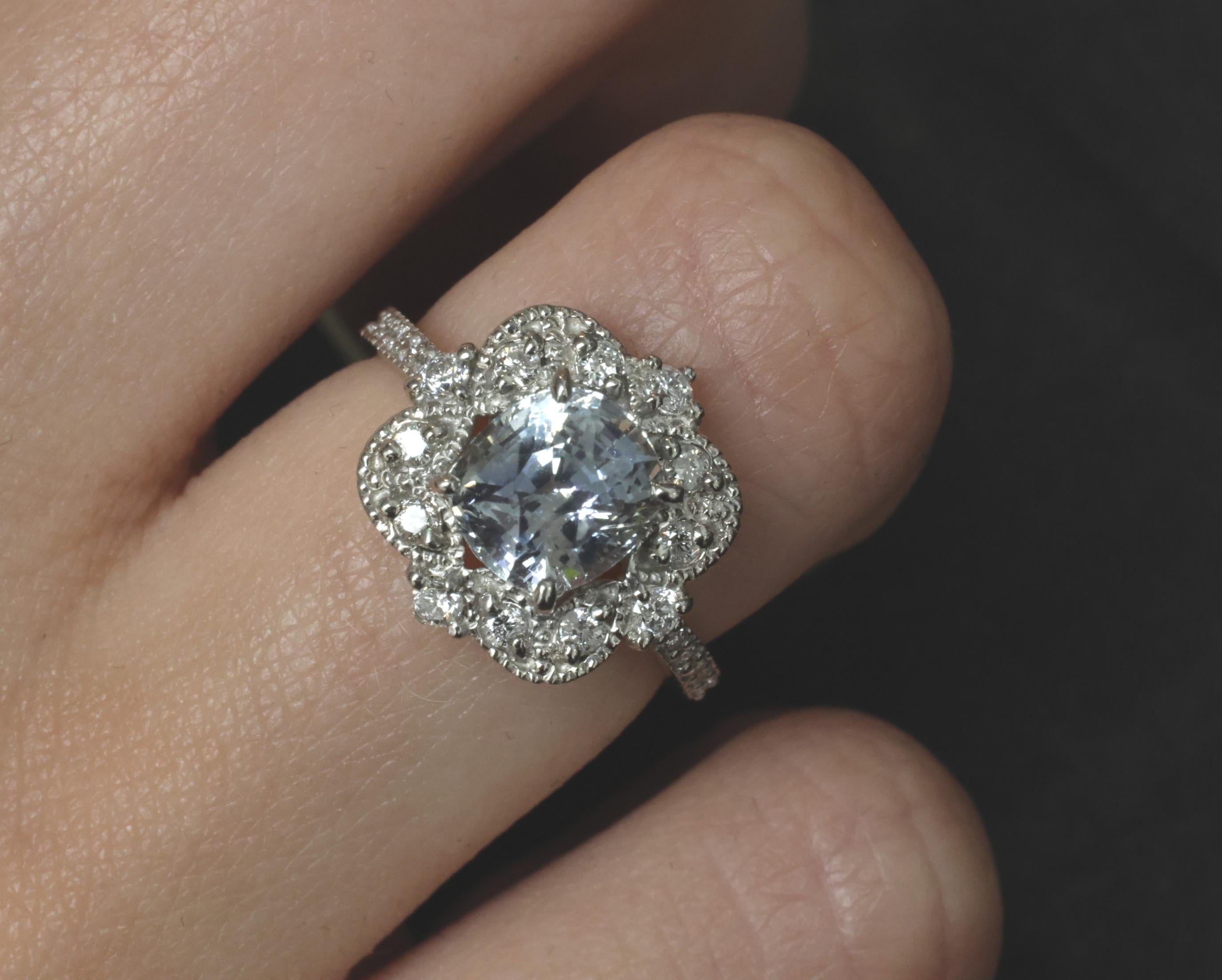 RARE 2.69ct GIA No Heat Bi Color Sapphire & 0.42ct Diamond Platinum Ring Size 6