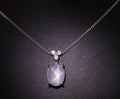 Vintage 11.33ct Natural Star Sapphire 0.19ct Diamond Platinum 15.5 Inch Necklace