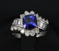 Fine 2.25ct GIA Blue Cushion Sapphire 0.80ct Diamond Platinum Ring, Size 7