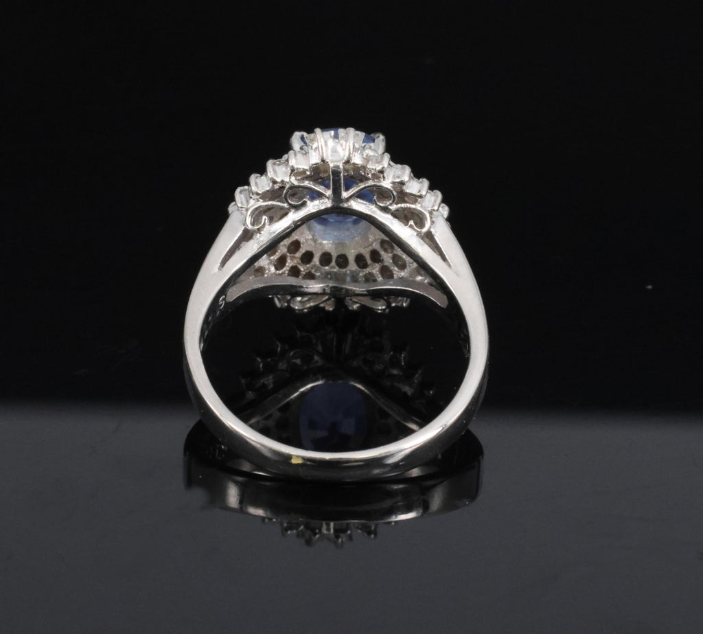 Rare 2.09ct GIA Ceylon No Heat Sapphire & 0.69ct Diamond Platinum Ring Size 5.25