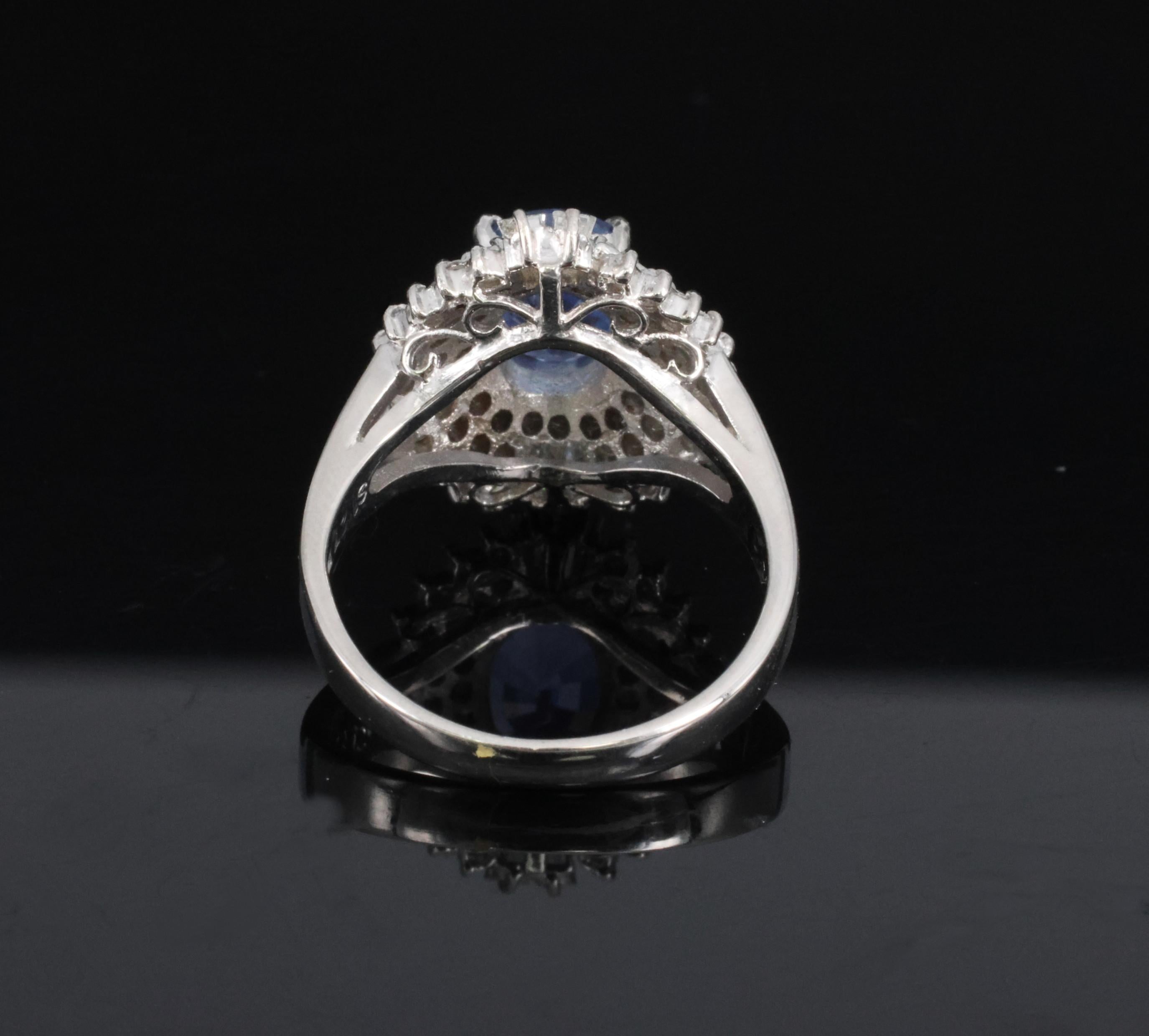 Rare 2.09ct GIA Ceylon No Heat Sapphire & 0.69ct Diamond Platinum Ring Size 5.25