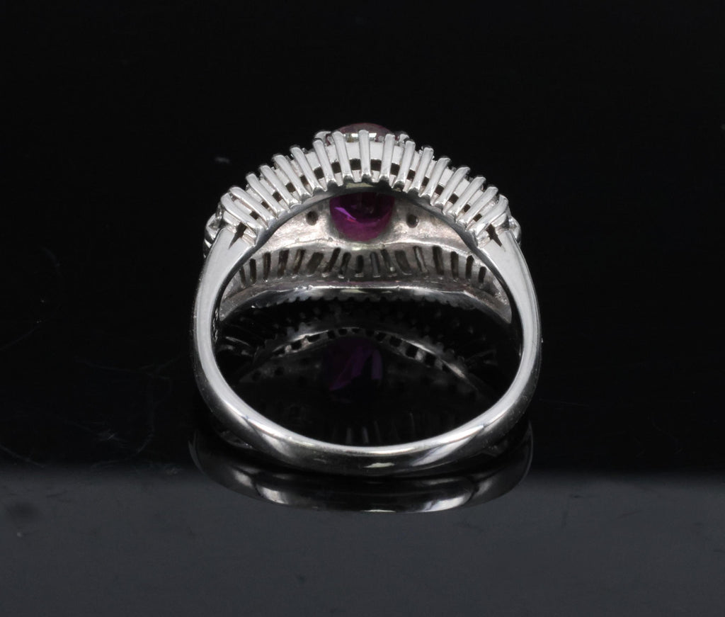 Fine 1.59ct GIA Intense Red Burma Ruby & 1.22ct Diamond Platinum Ring, Size 7.75