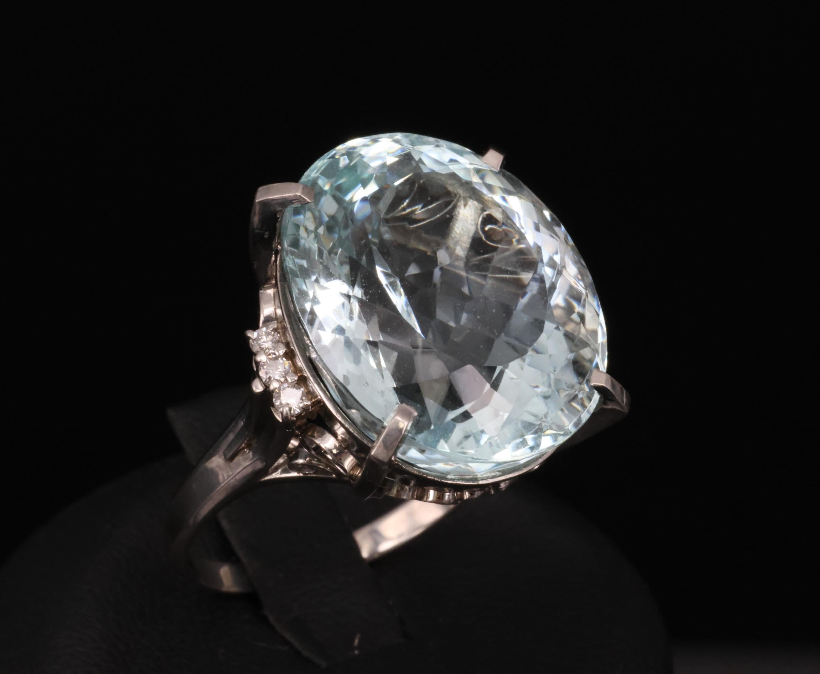 Fine 28.80ct Natural Aquamarine 0.12ct Diamond Platinum Ring 14.8gr Size 8.5