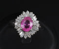 Fine 1.76ct GIA Ceylon Pink Sapphire & 0.71ct Diamond Platinum Ring Size 8.75