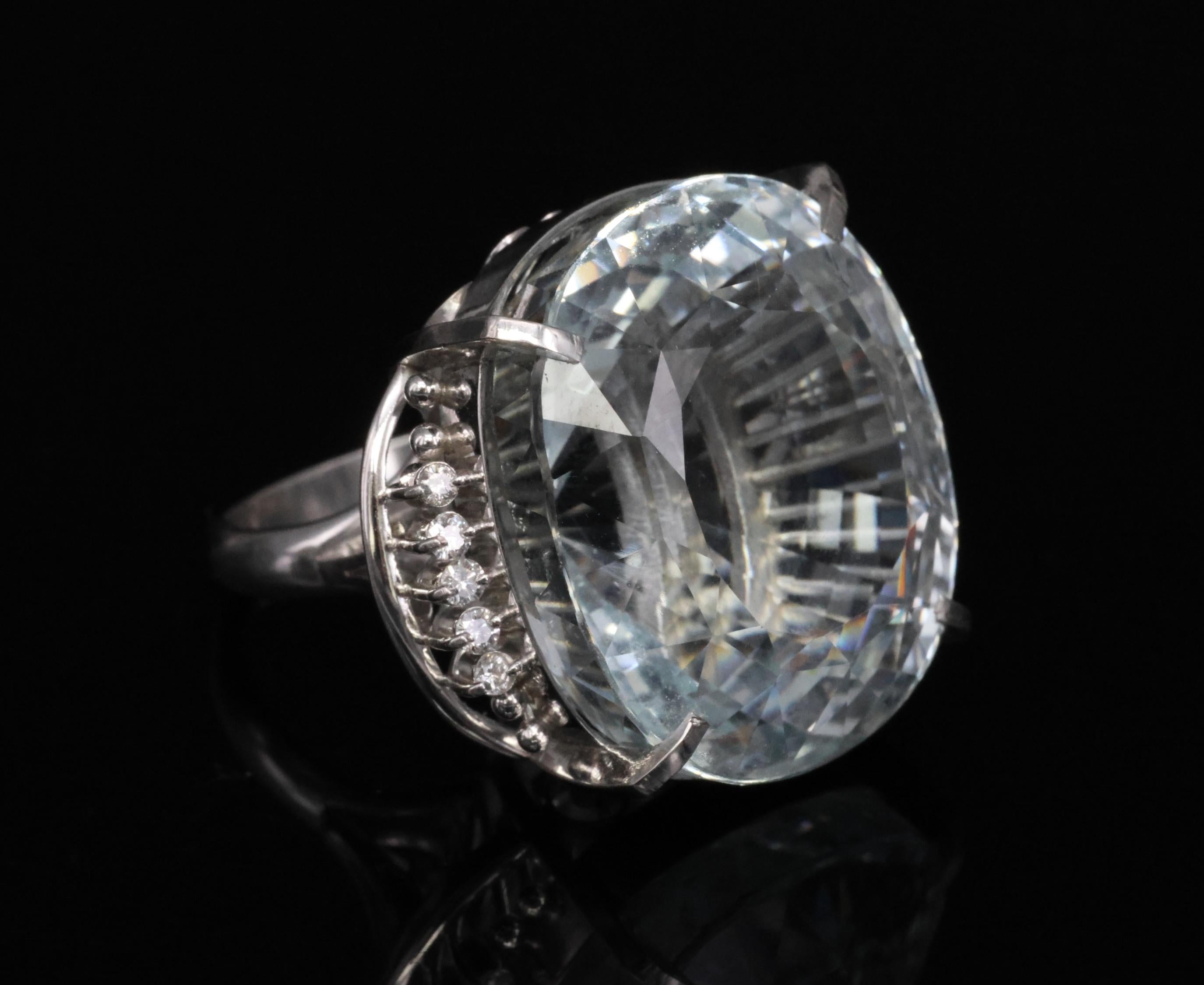Rare 62.78ct Natural Aquamarine & 0.25ct Diamond Platinum Ring, 29.1g Size 6