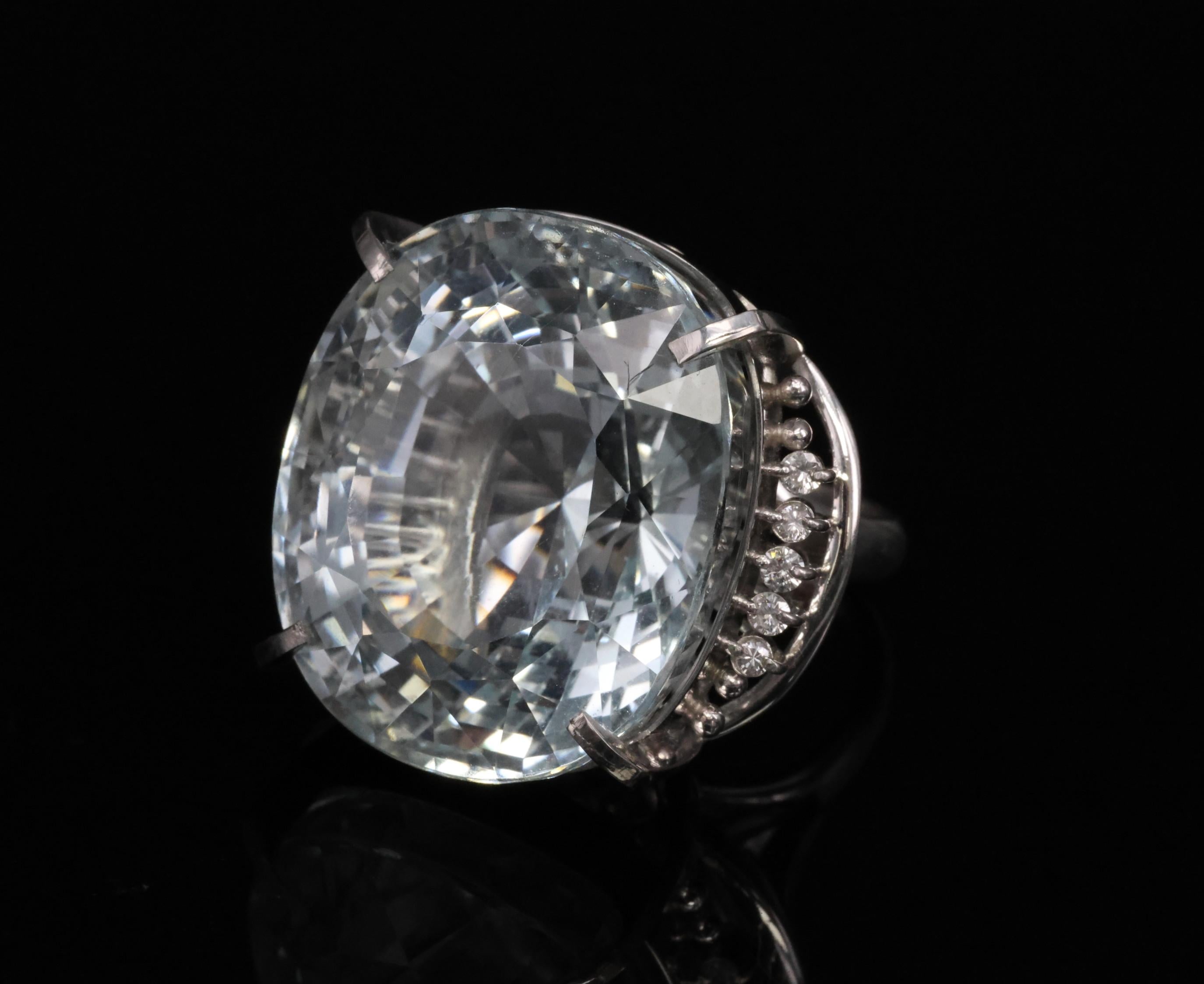 Rare 62.78ct Natural Aquamarine & 0.25ct Diamond Platinum Ring, 29.1g Size 6