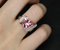 Asymmetric 6.72ct Natural Pink Tourmaline 0.22ct Diamond Platinum Ring Size 6.5