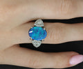 Fine 4.88ct Natural Untreated Black Opal & 0.53ct Diamond Platinum Ring, Size 6