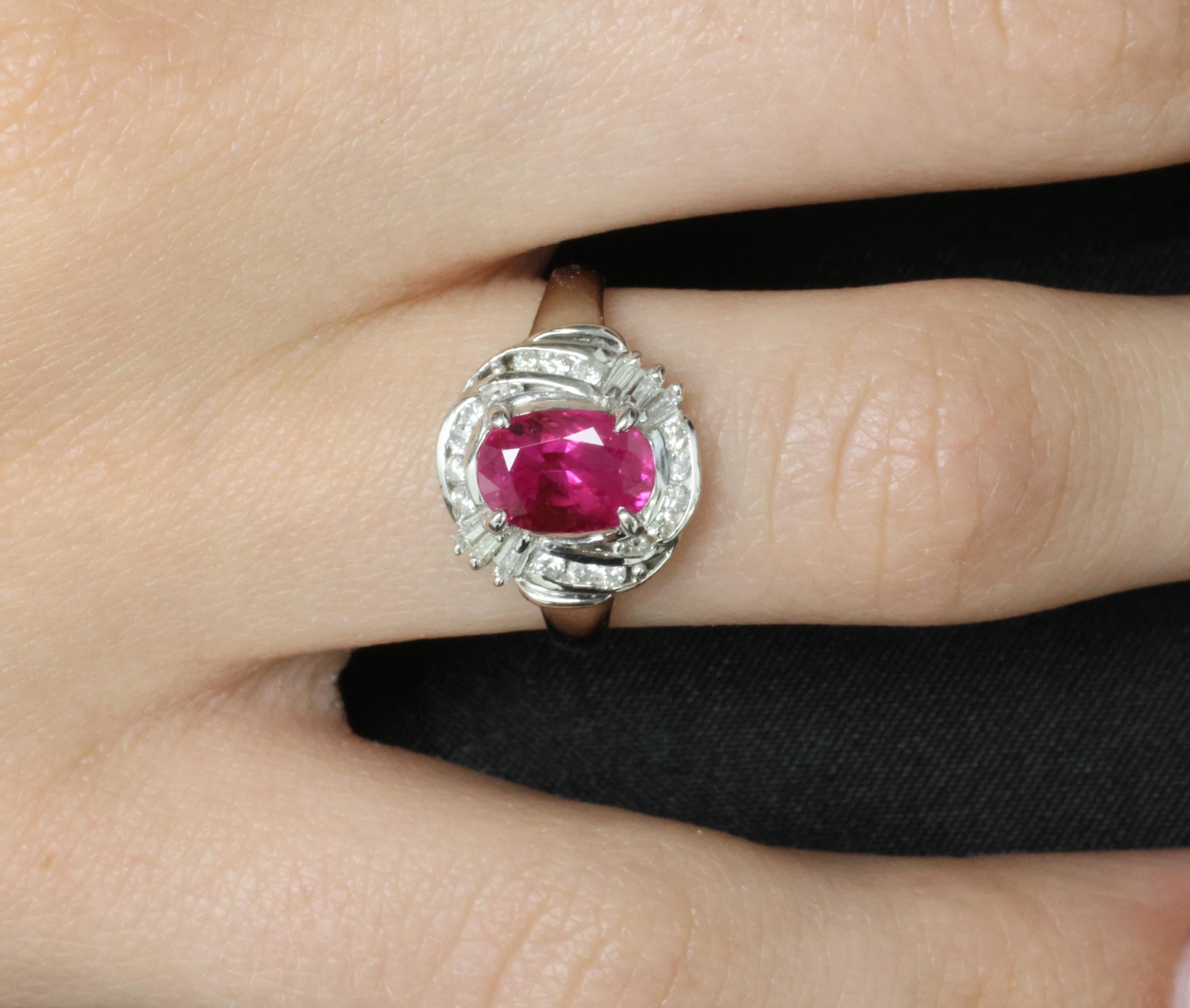 Fine 1.90ct GIA Burma Ruby & 0.28ct Diamond Platinum Ring, Size 6.25