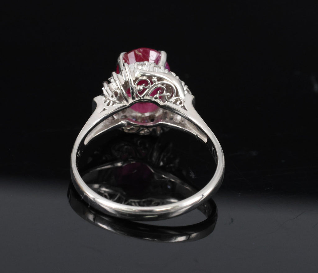 Rare 2.98ct GIA Burma NO HEAT Natural Ruby & 0.34ct Diamond Platinum Ring Size 6