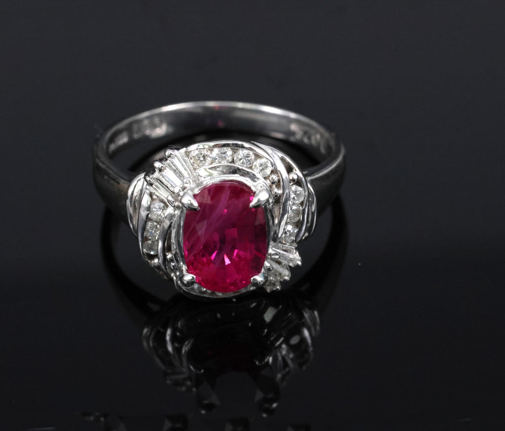 Fine 1.90ct GIA Burma Ruby & 0.28ct Diamond Platinum Ring, Size 6.25