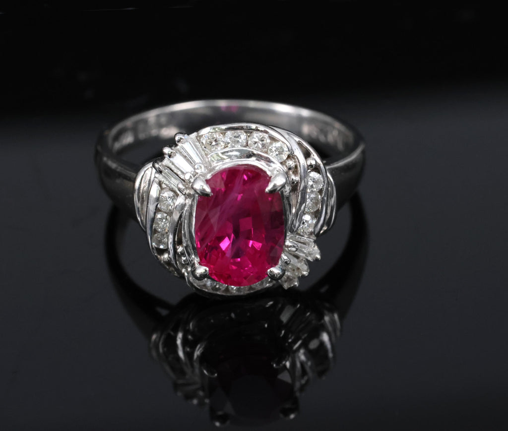 Fine 1.90ct GIA Burma Ruby & 0.28ct Diamond Platinum Ring, Size 6.25