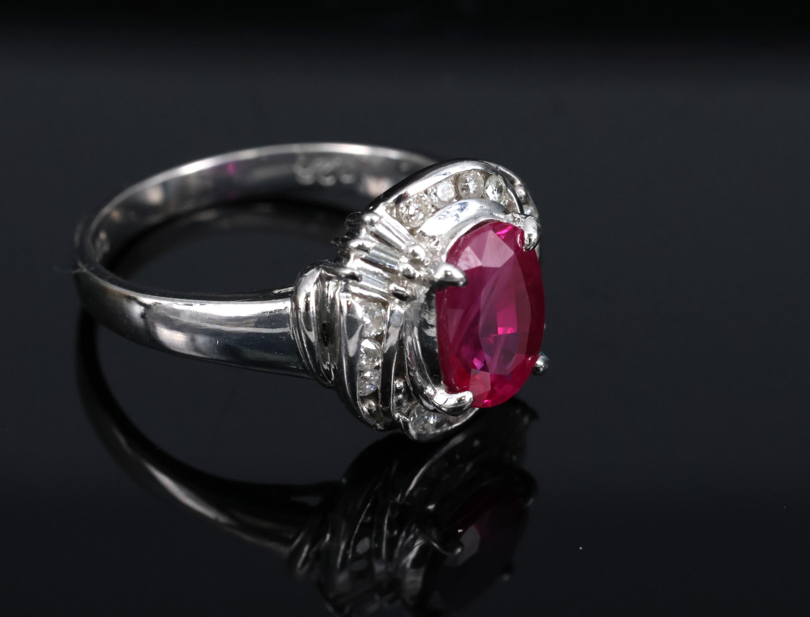 Fine 1.90ct GIA Burma Ruby & 0.28ct Diamond Platinum Ring, Size 6.25