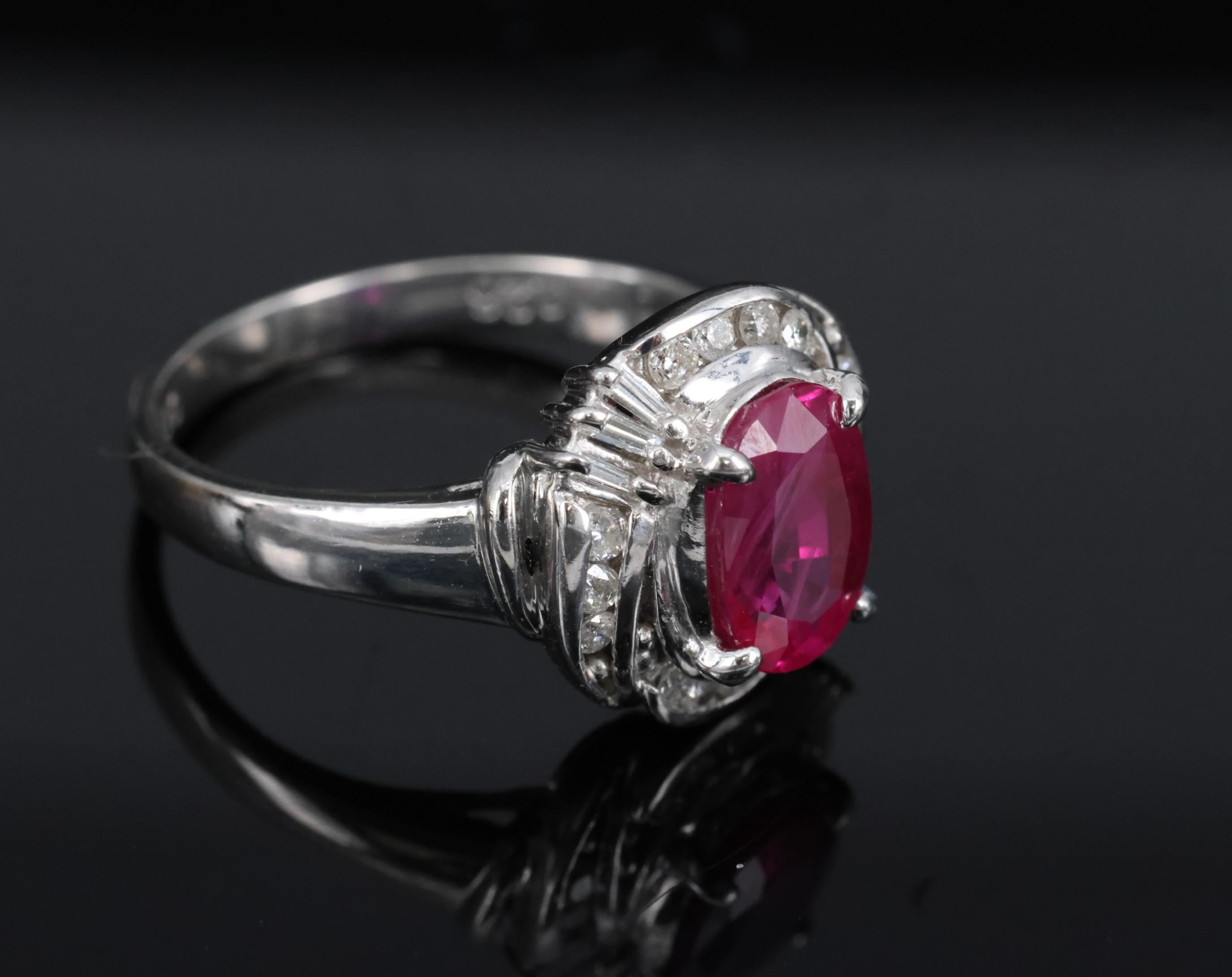 Fine 1.90ct GIA Burma Ruby & 0.28ct Diamond Platinum Ring, Size 6.25