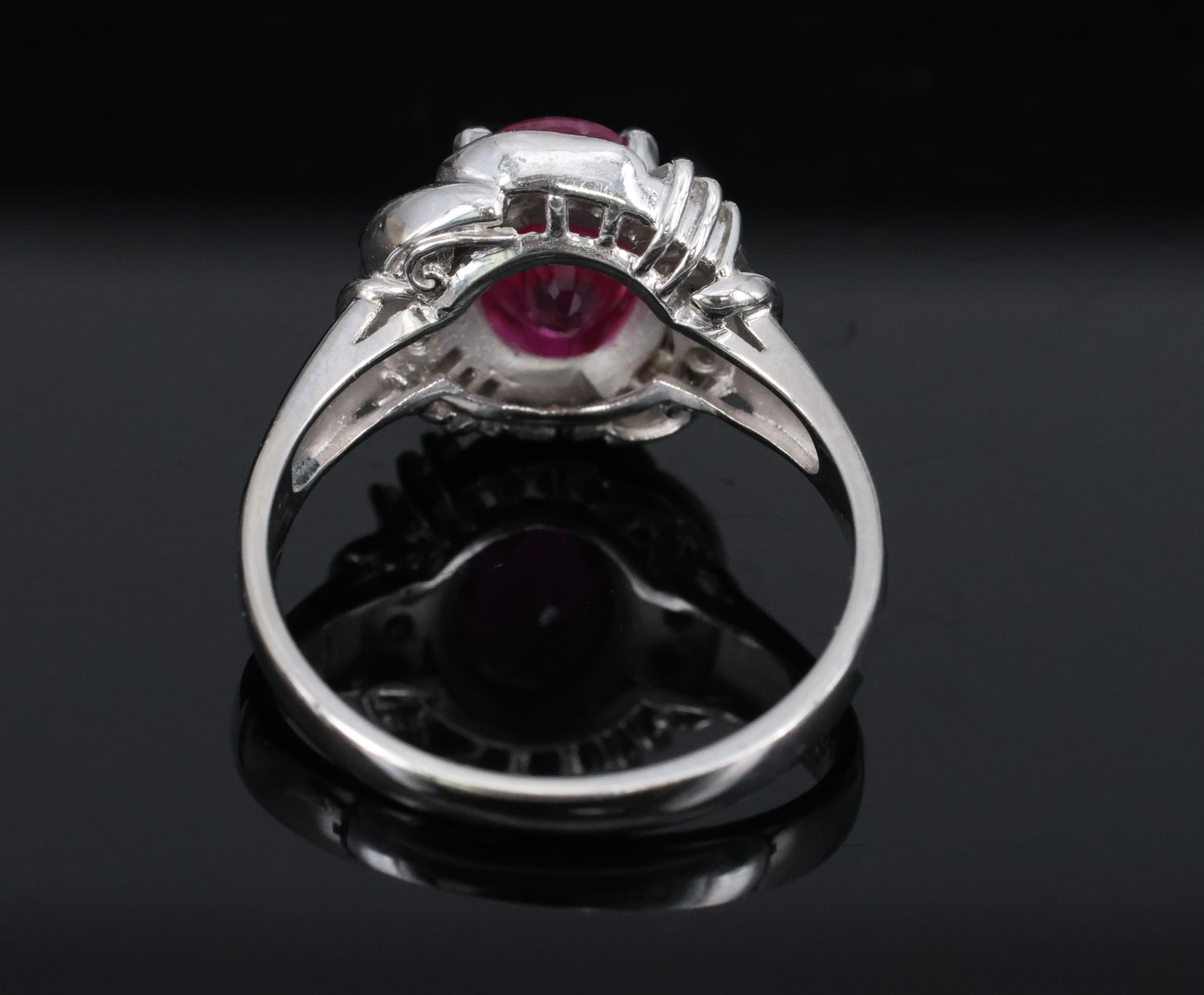 Fine 1.90ct GIA Burma Ruby & 0.28ct Diamond Platinum Ring, Size 6.25