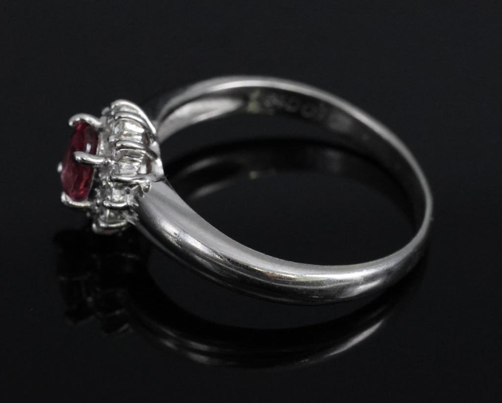 Fine 0.54ct Padparadscha Sapphire & 0.15ct Diamond Platinum Ring Size 7.5, 4.62g